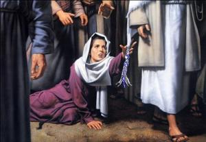 血漏的婦人摸耶穌的衣裳繸子